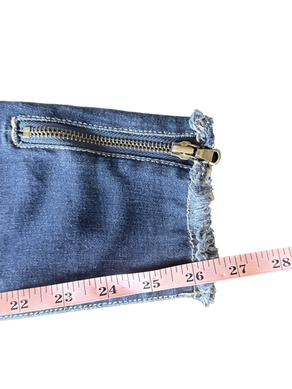 KANCAN Low Rise Ankle Skinny Jeans Frayed Hem Zipper Detail Stretch Size 25 - Picture 12 of 14